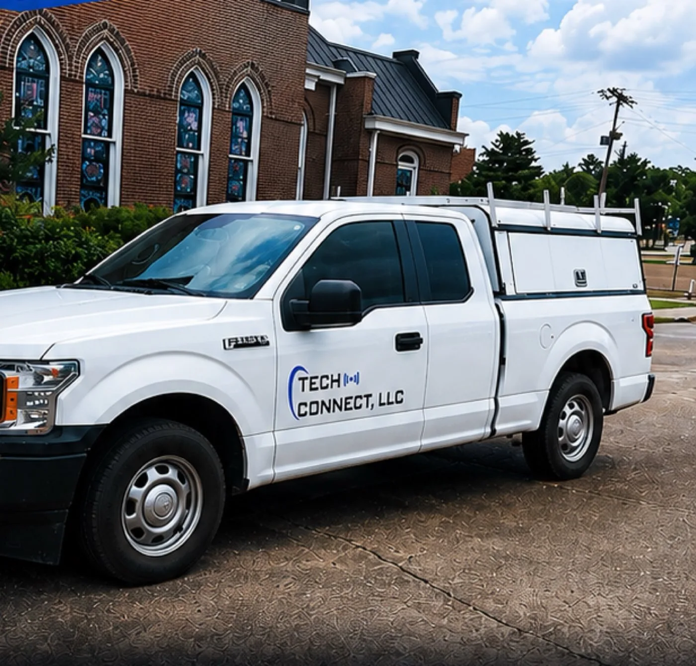 A Tech Connect service truck at a job site in Mississippi