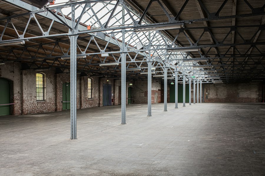 A commercial building interior wired with structured cabling and fiber